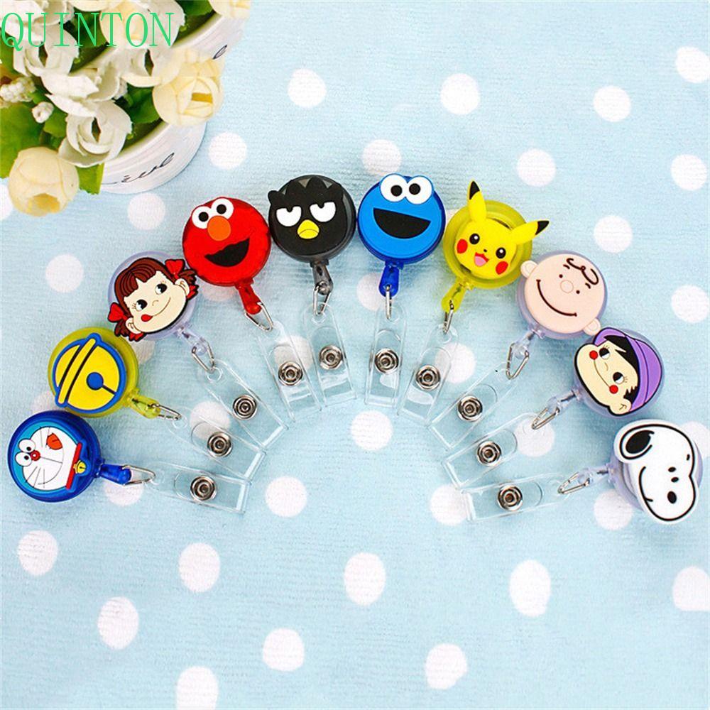 Quinton Retractable Badge Reel Lucu Silicone Name Tag Doraemon Perawat Dokter Card Holder Name Card Holder