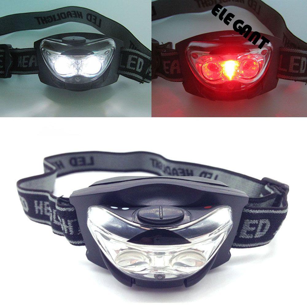 [Elegan] Lampu Camping Bersepeda Putih+Merah Dipasang Kepala Klip 3LED Lampu Untuk Headlamp Outdoor