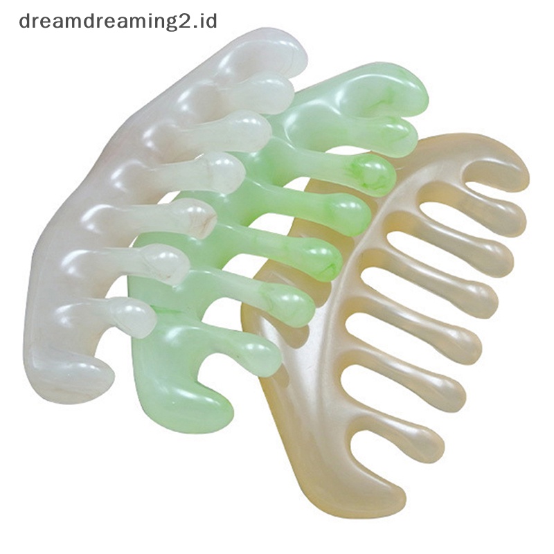 (drea) 1pc Baru Resin Meridian Massage Comb Wide-Tooth Sisir Pijat Kepala GuaSha //