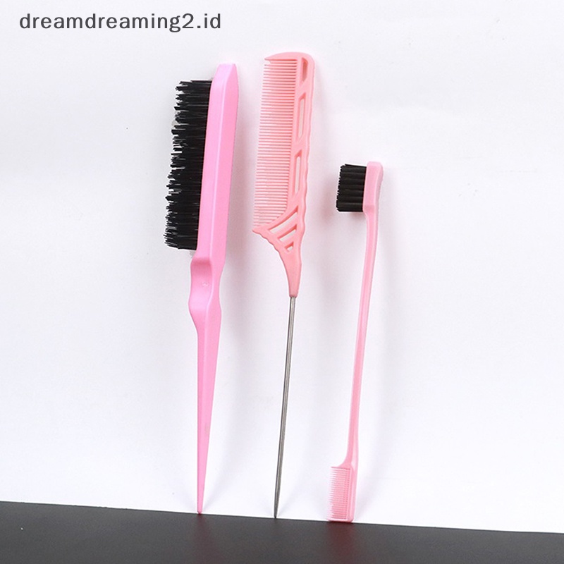 (drea) 3pcs /Set Sisir Rambut Kontrol Tepi Dua Sisi Styling Rambut Alat Sikat Rambut //