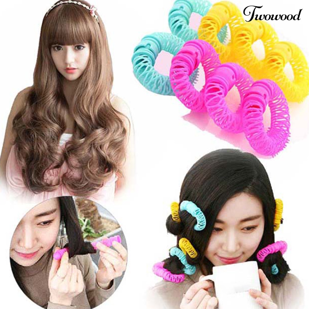 Twowood 8Pcs Hairdressing Roller Efek Cepat Kreatif Unik Indah Dapat Digunakan Kembali Aksesori Kecantikan Poni Plastik Ikal Alat Pengeriting Rambut Untuk Penggunaan Pribadi