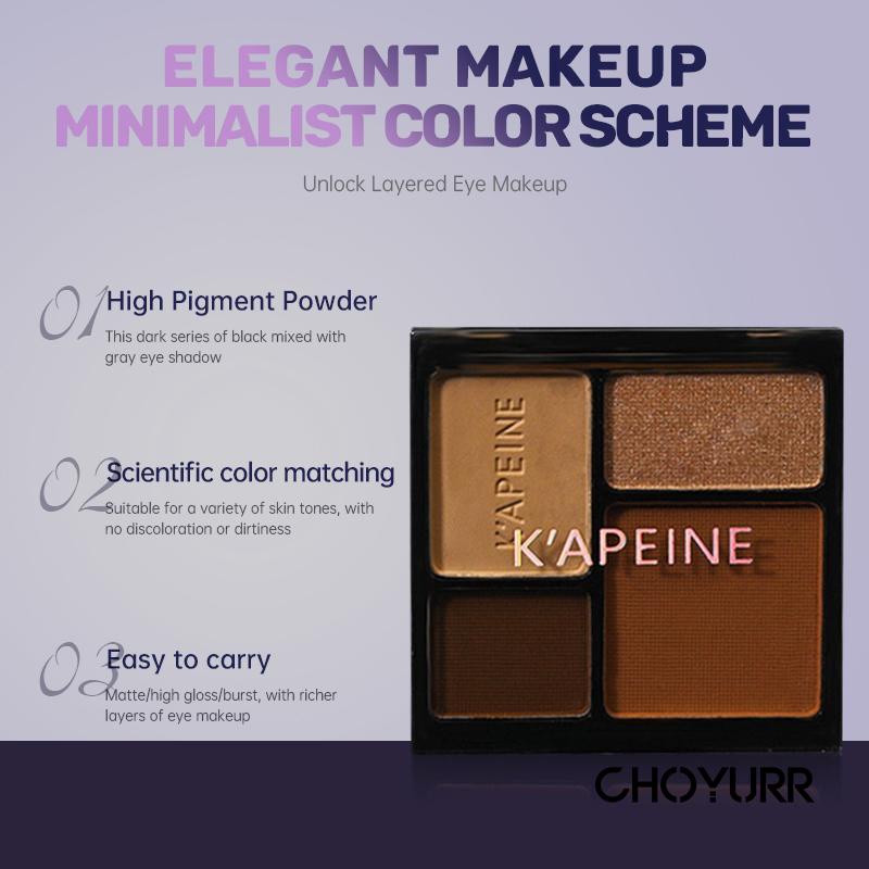 【COD】K'APEINE Eyeshadow Gaya Punk 4 Warna Matte Pearly Eye Shadow   Berasap Tahan Lama -CH