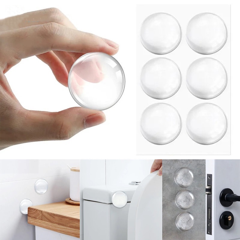 6pcs Transparan Bulat Silikon Anti-slip Bumper Furniture Door Stopper Meja Sudut Shockproof Buffer Dinding Perlindungan Anti-Tabrakan Pad Doorknob Peredam