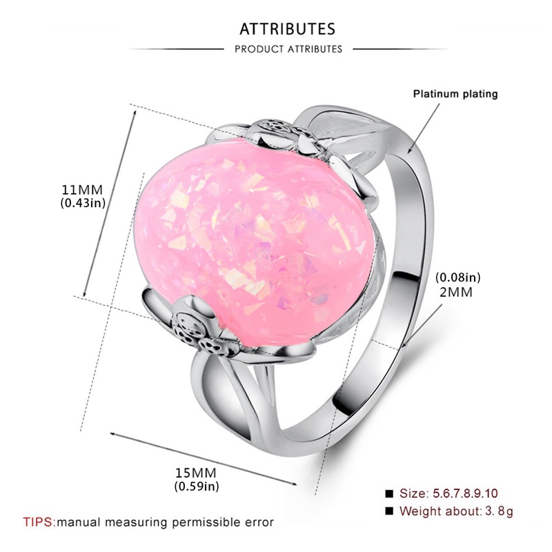 Opal Rings Natural Opal Colorful Light Gemstone Silver Band Ring Perhiasan Mewah Untuk Wanita Dainty Party Gift