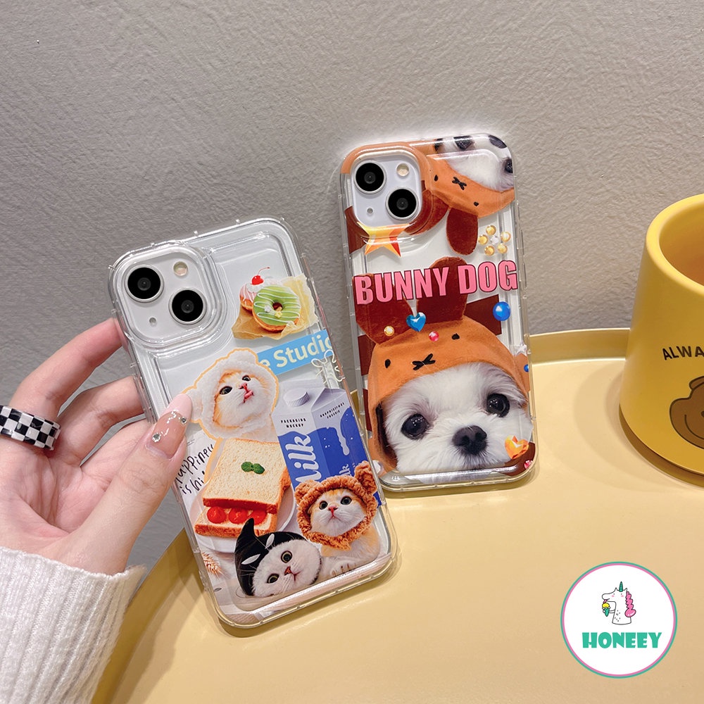 IPHONE Casing Airbag Kucing Dan Anjing Yang Indah Untuk Iphone11 12/12 Pro 13 14 Pro Max XR XS 87plus Hewan Graffiti Shockproof Back Cover