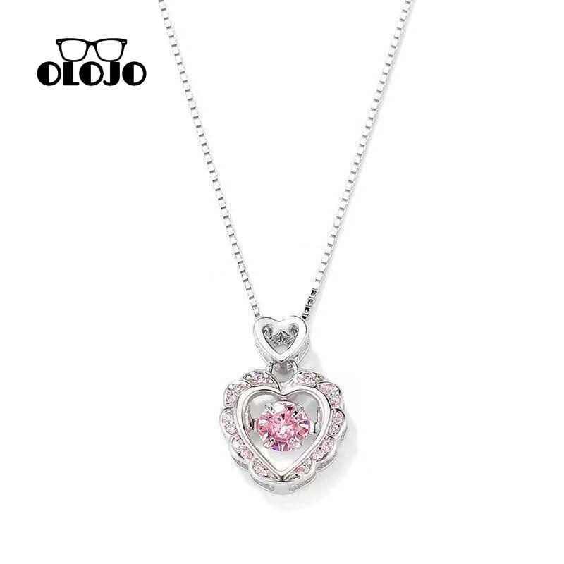 [Olojogrosirlove Kalung Desain Rantai Klavikula Smart Pink Berlian Gadis Serbaguna Hadiah Hari Valentine