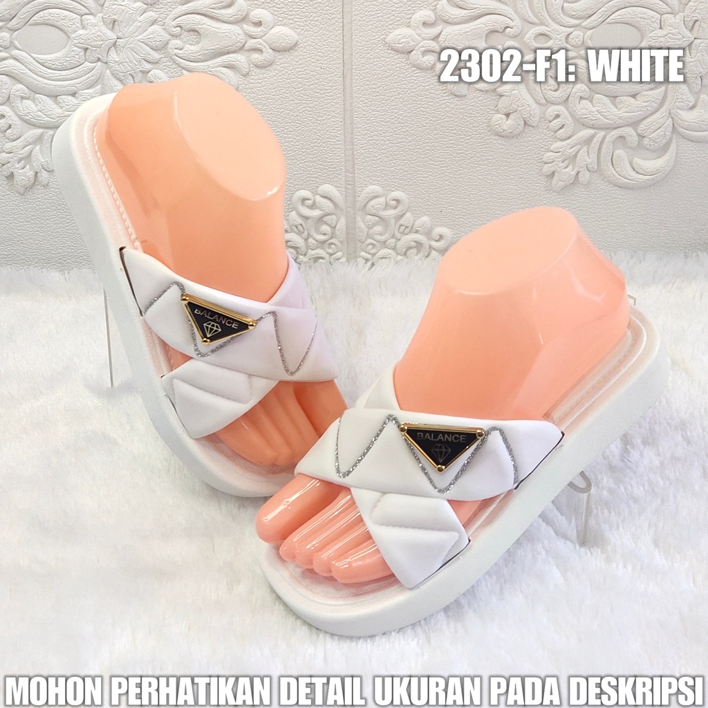 Sandal Selop Wanita 2302 F1 Sendal Karet Import Motif Silang AntiAir SDLWW