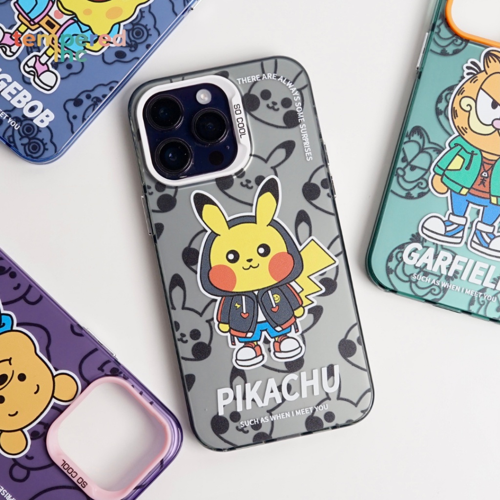 New! Premium case SUPER CARTOON (iPhone 12 13 14 pro max iPhone 11ready) Casing iPhone Garfield/Pikachu/Spongebob/Pooh