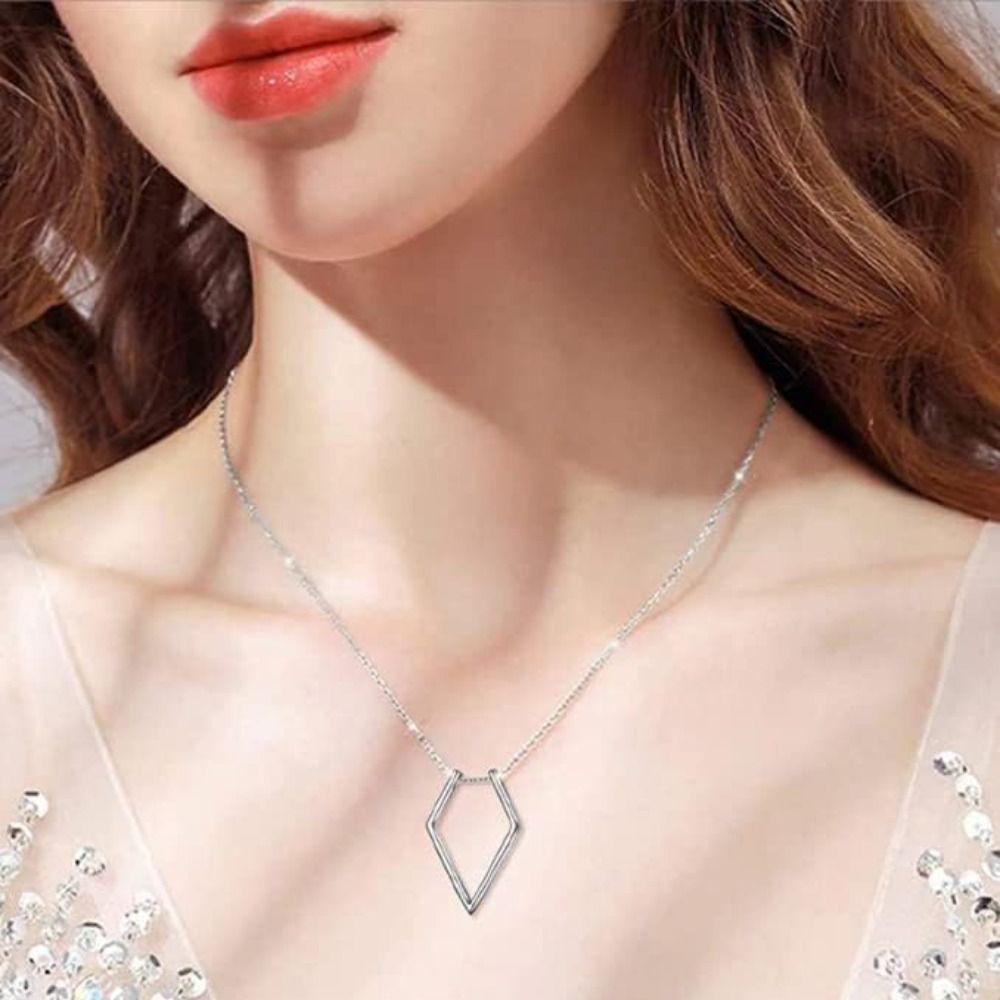 Lily Kalung Fashion Pernikahan Pertunangan Belah Ketupat Stainless Ring Keeper Untuk Wanita