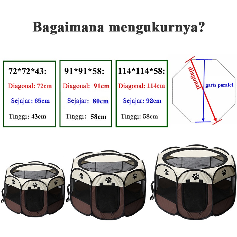 Barang spot Kandang Lipat Portable Kandang Kucing Jumbo Tenda Anjing Hewan Peliharaan Kucing Anjing Lipat Hewan/8 Panel