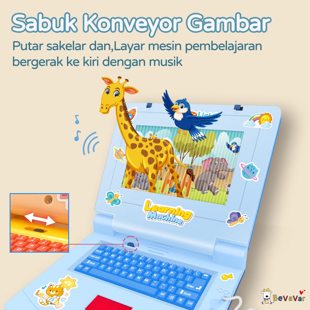 BEVAVAR Laptop Mainan anak Alat Bantu Belajar Notebook Mainan pendidikan