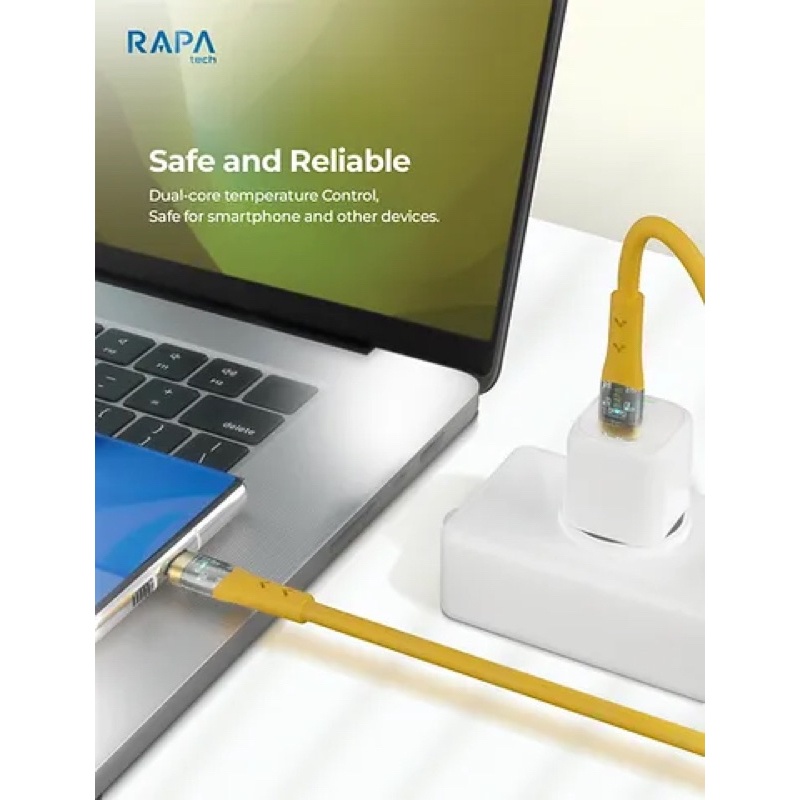 RAPAtech Crystal Kabel Data Usb Type C to Type C Super Fast Charging Up To 100W Speed Data Transmisi 480mbps smart Chip iC Cable Usb C to C original bergaransi