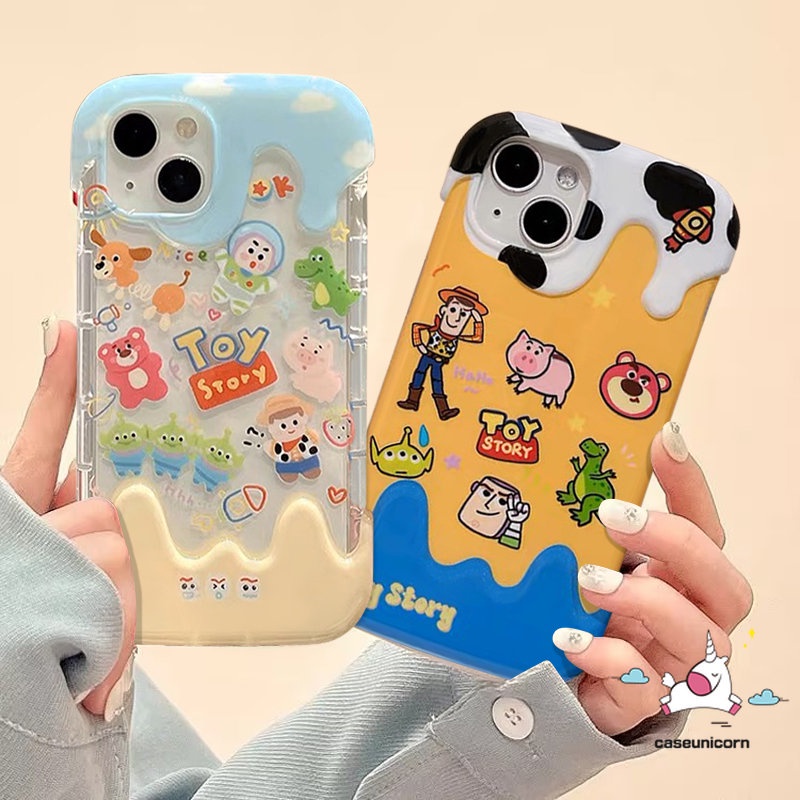 Casing Kartun Piggy Toy Story Buzz Lightyear Kompatibel Untuk IPhone XR X 7Plus 14 11 13 12 Pro Max7 8 Plus XS Max SE 2020lucu LinaBell Stellalou 3D Warna Ice Cream Lembut Tpu Cover