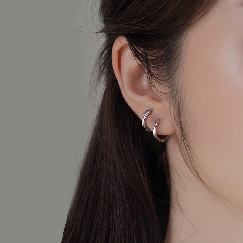 1pasang Anting Lingkaran Pribadi Mode Vientiane Punk Klub Malam Pasangan Anting Telinga Cincin
