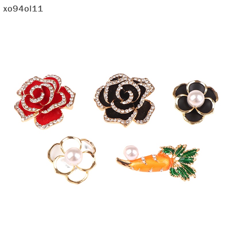 Xo 1Pc Wanita Bros Enamel Pin Merah Hitam Mawar Kerah Pin Bunga Lencana Brooch OL