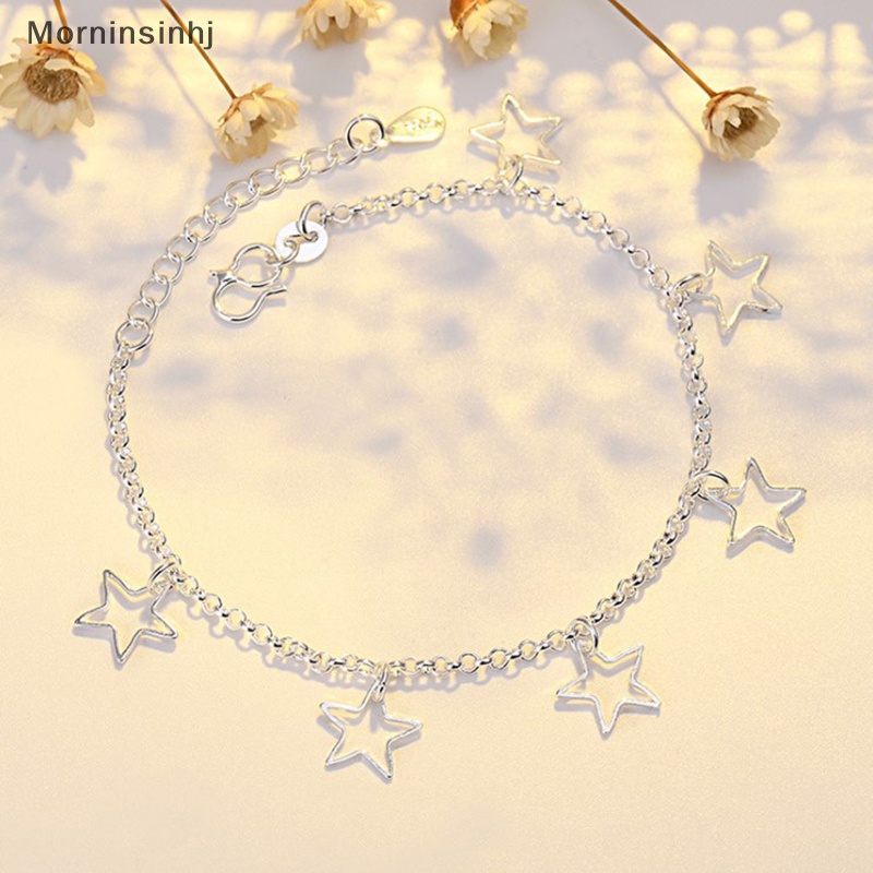 Mornin Gelang Warna Silver Untuk Wanita Pentagram Charm Tangan Rantai Kaitan Perhiasan Fashion Orignal id