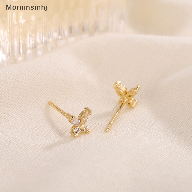 Mornin Perhiasan Wanita Perak Zirkon Kupu-Kupu Stud Anting Wanita Anime Butterfly Earrings Valenes Day Gift id