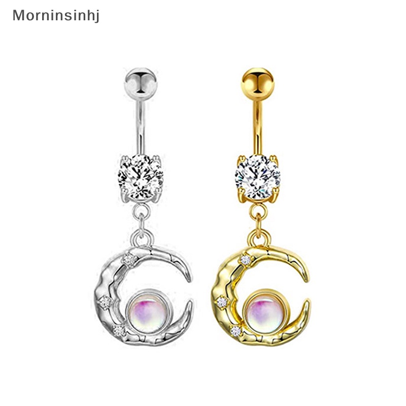 Mornin Cincin Pusar Planet Stainless Steel Terang Bulan Bintang Pusar Menjuntai Belly Button Rings Untuk Wanita Perhiasan Tubuh id