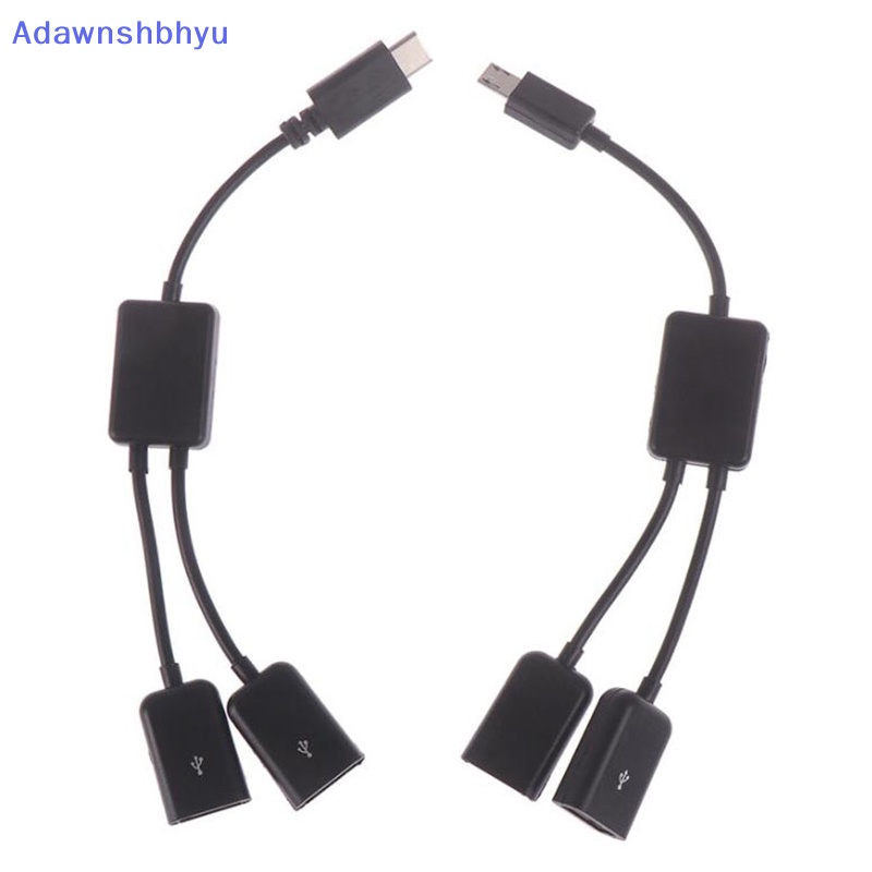 Adhyu Micro USB/Type C to 2kabel OTG Dual Port HUB Y Splitter Untuk tablet PC Android Adapter Converter ID