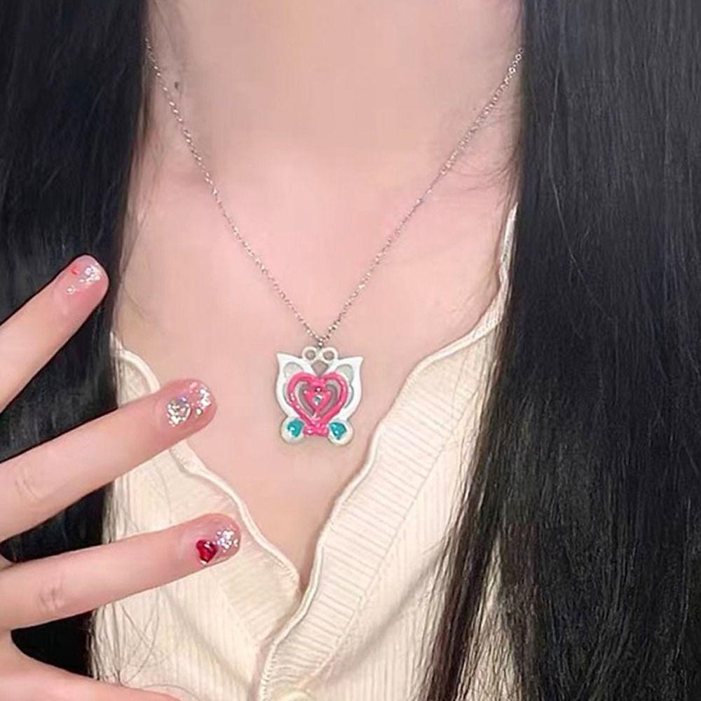 Mxbeauty Y2k Kalung Rantai Klavikula Peri Emas Perak Pink Alloy Butterfly Pendent Necklace Untuk Hadiah Gadis