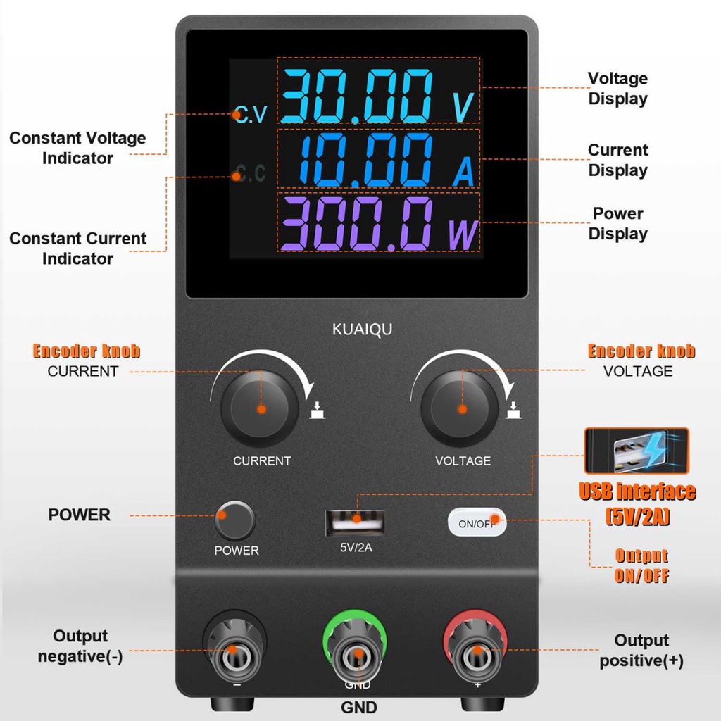 Power Supply Regulated DC 30V 10A 300W Adjustable Voltage Current