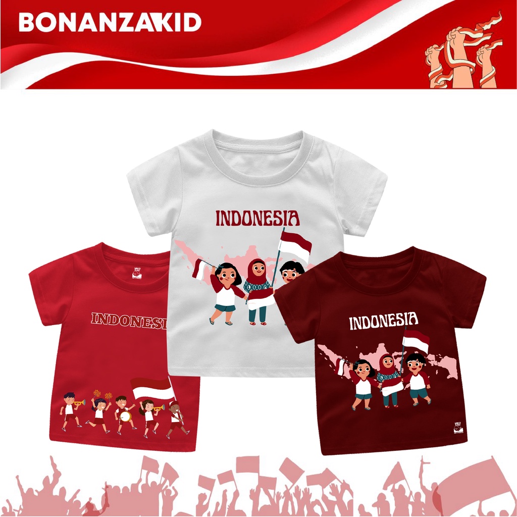 Baju Kaos Kemerdekaan Indonesia 78 Tahun Size Bayi Sampai Dewasa Bahan Katun Combed 30s