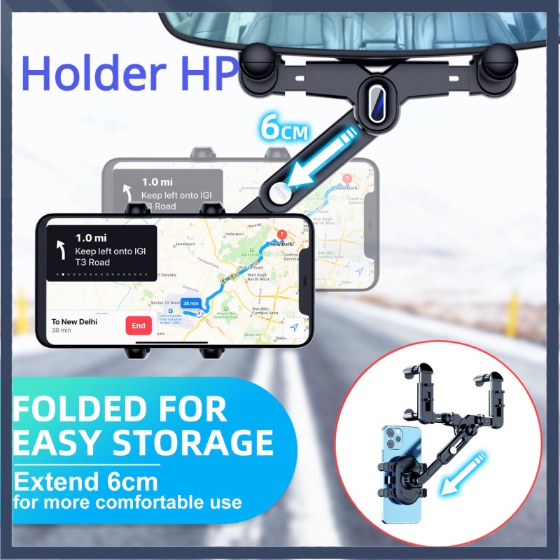 【COD】Holder HP Jepit Mobil Holder HP Jepit Spion Mobil Putar 360 Rear View Holder HP