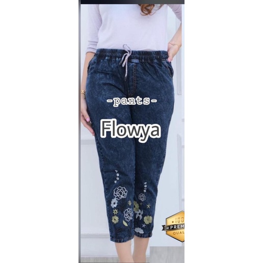 CELANA BORDIR JEANS ZAHIRA FLOWYA PANTS WANITA REMAJA TERBARU ORIGINAL JINS DENIM KEKINIAN HITS KOREAN STYLE