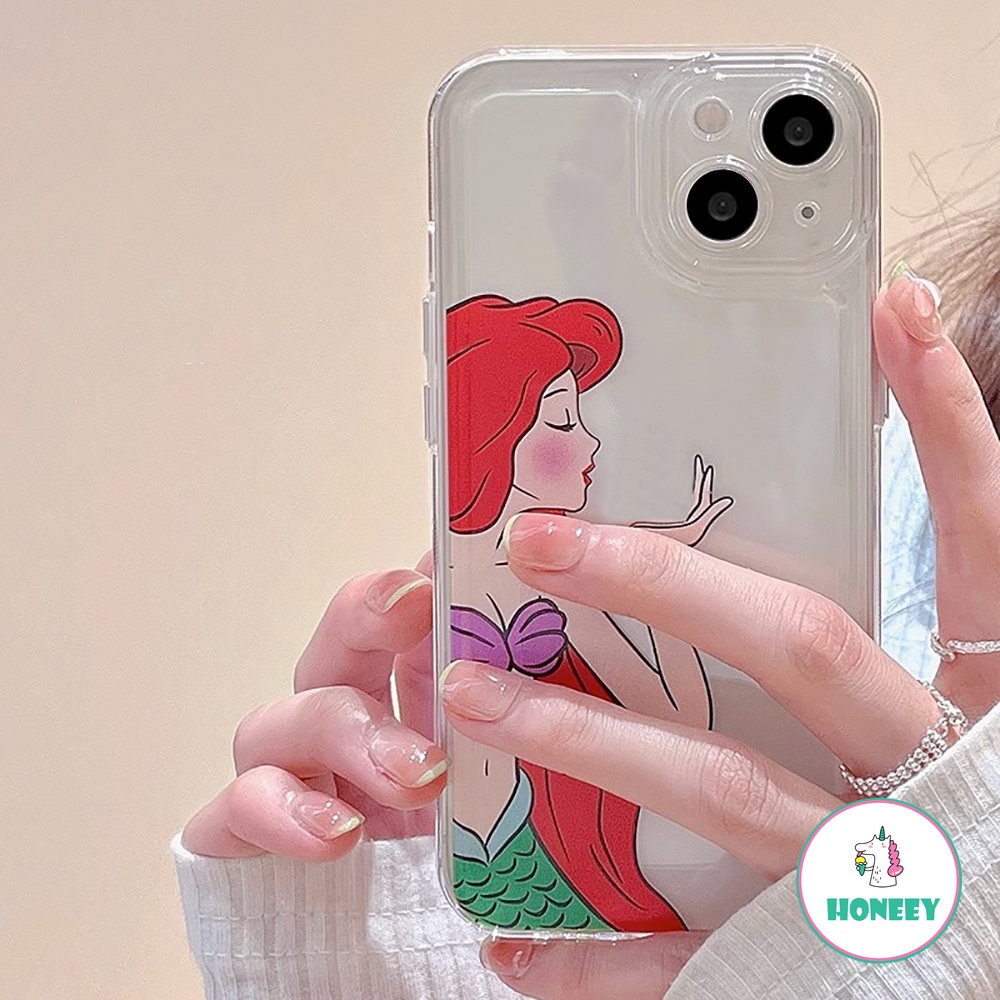 IPHONE Casing Ponsel Lucu Kartun Putri Bening Untuk Iphone11 12 13 14 Pro Max XR Xs7 8Plus Mermaid Yang Indah Lembut Anti-drop Back Cover