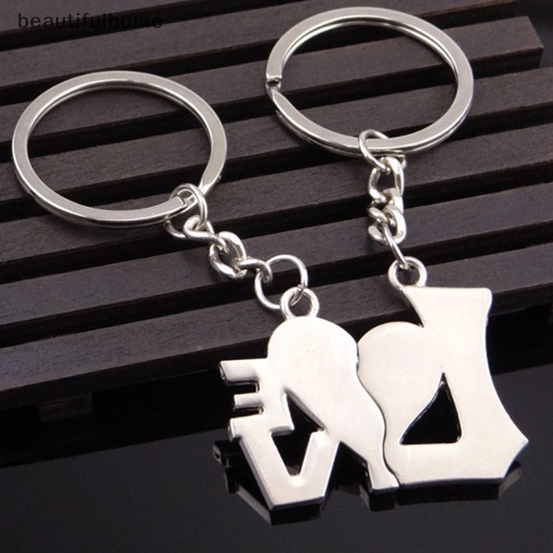 {beautifulhome} 1pasang Couple Gantungan Kunci Berbentuk Hati Keyring Love You Forever Key Ring.