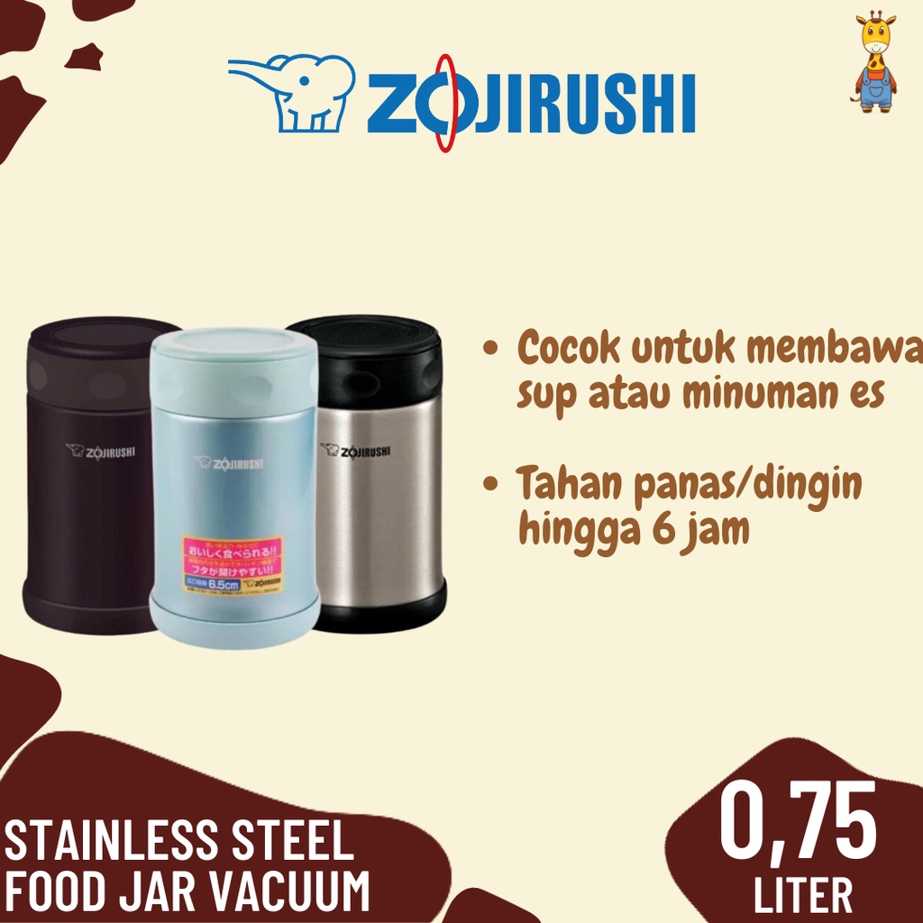 Zojirushi Stainless Steel Food Jar SW-FCE75 Vacuum 0.75L - Tempat Makan