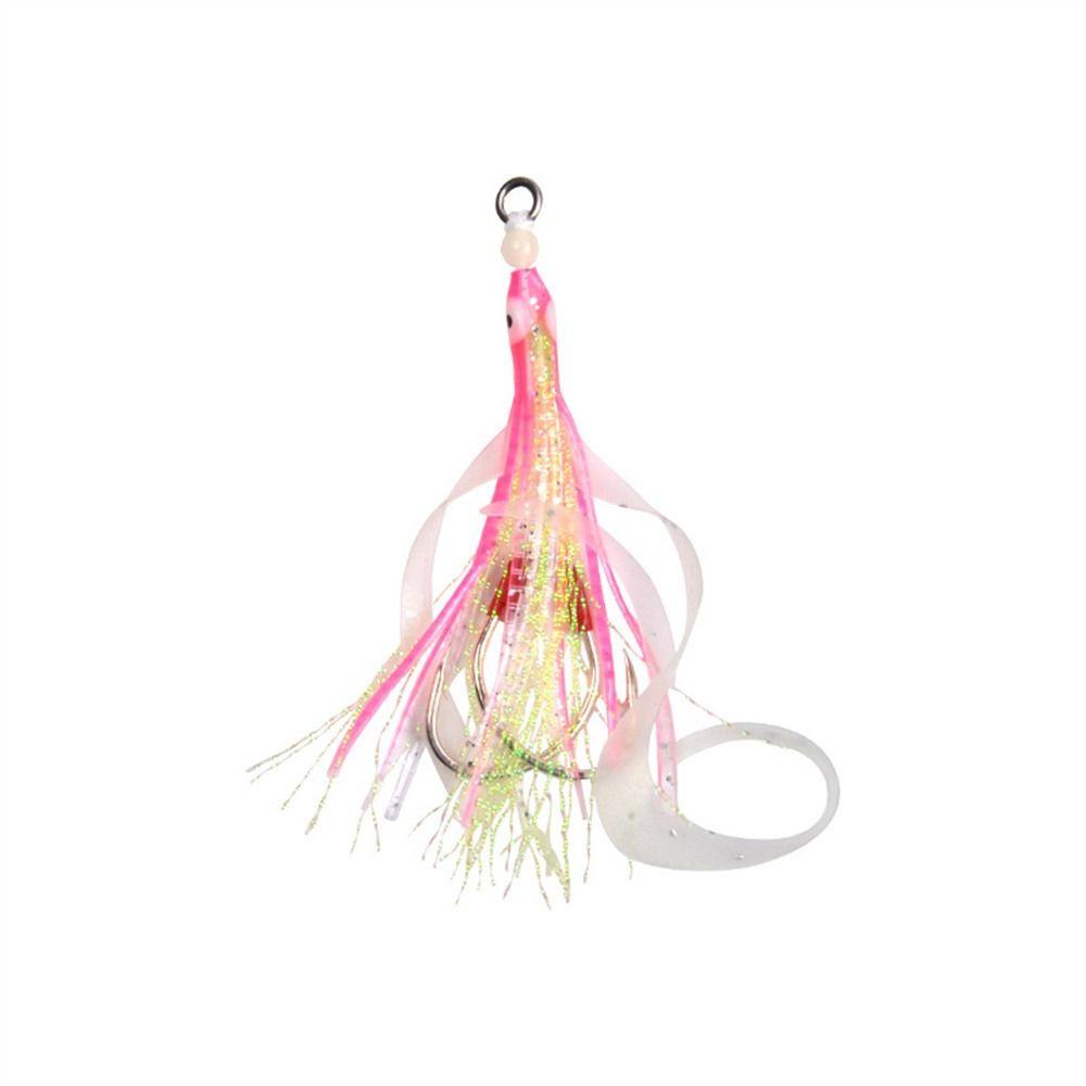 AUGUSTINA Agustina Assist Hooks Aksesoris Pancing Buatan Silikon Luminous Umpan Jig Lembut Untuk Air Asin