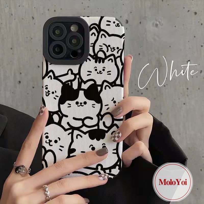 IPHONE Case Monster Kecil Lucu Gaya Korea Kompatibel Untuk Iphone7 8 Plus11 12 13 14 Pro MAX 7Plus XR X XS MAX Lovely Monster University Tekstur Kulit Shockproof Cover