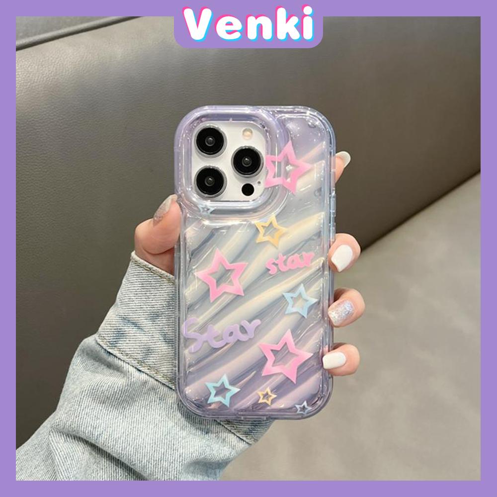 VENKI - Untuk iPhone 11 iPhone Case Laser Reflektif Bening Phone Case TPU Lembut Shockproof Airbag Phone Case Bintang Romantis Kompatibel dengan iPhone 14 13 Pro max 12 Pro Max XR XS 7 8