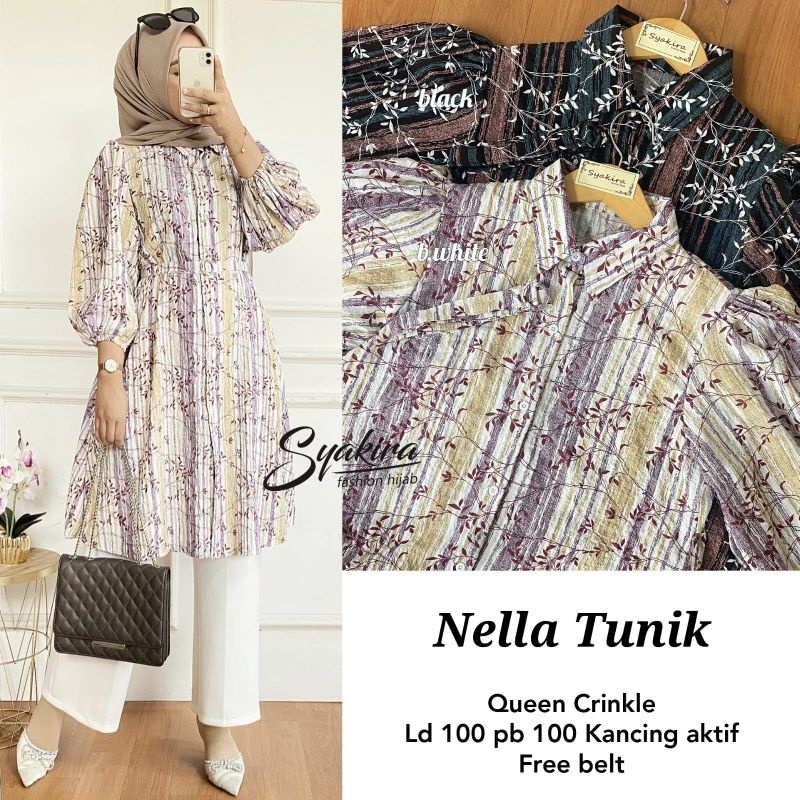 NELLA TUNIK ORI SYAKIRA | Ld100 Queen Crinkle