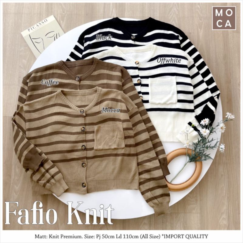 FAFIO KNIT BLOUSE | ATASAN OUTER WANITA MOTIF CANTIK ORI MOCA