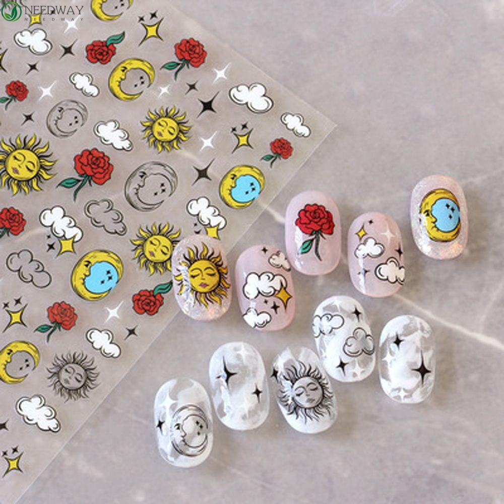 Needway Kartun Stiker Kuku Wanita Gadis Bintang Kelinci Beruang Panda DIY Nail Decals