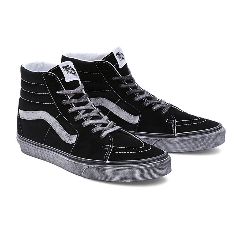 SEPATU VANS OFF THE WALL | SK8 HI STRESSED BLACK WHITE