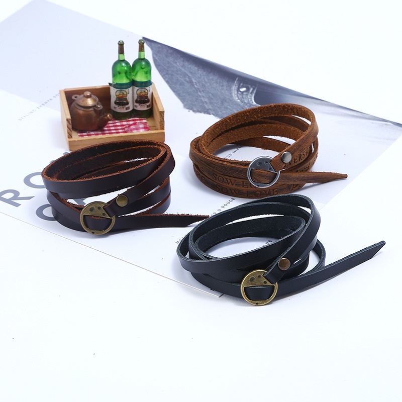 [FRA] Gelang Kulit Sapi retro Sederhana multi-circle Pria leather bracelet