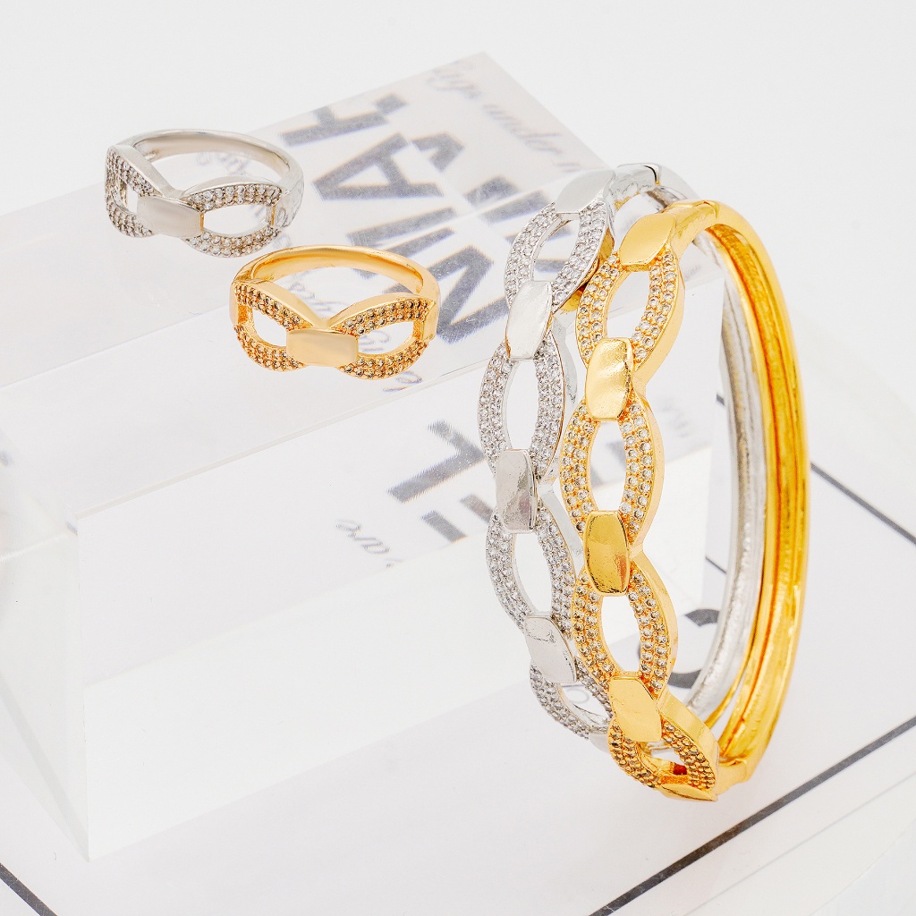 Lavish Jewelry 103S  Set Perhiasan Titanium Wanita Lapis Emas Silver Anti Karat Asli Dewasa Murah Ko