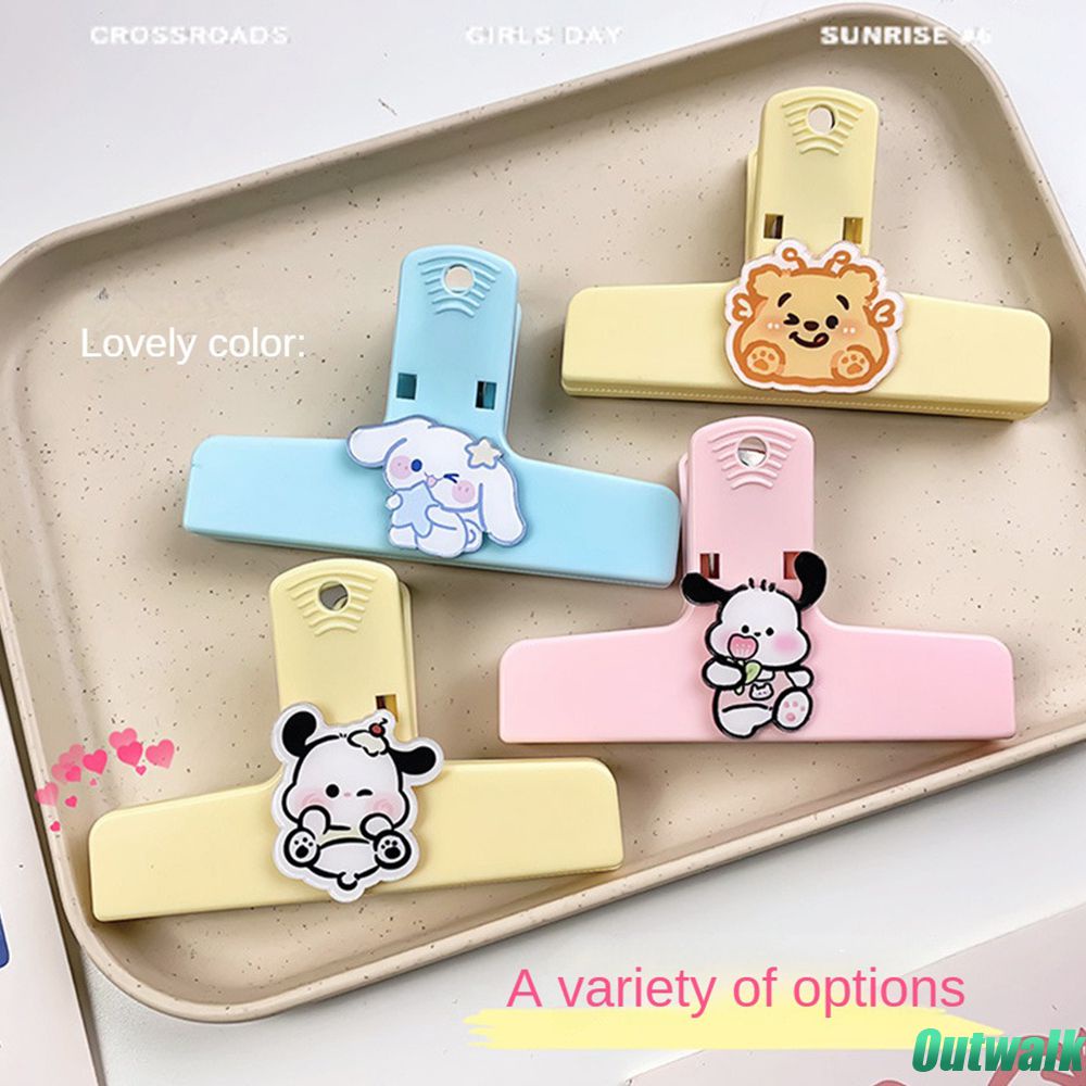 ღ Sanrio Hand Account Clip Cartoon Long Tail Clip Metal Iron Clip Cinnamoroll Pochacco Bill Hand Account Sticker Book Note Holder Desktop Folder Gift