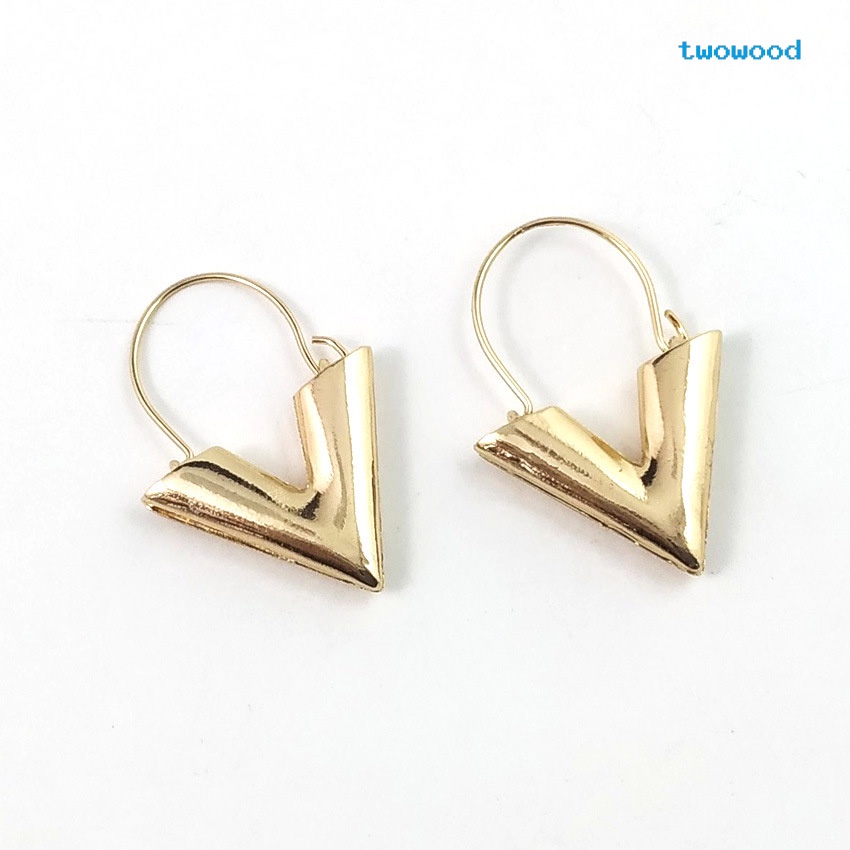 Twowood earrings Logam Sederhana Huruf V shape earrings earrings earpins Anting fashion Anting V Kecil Anting