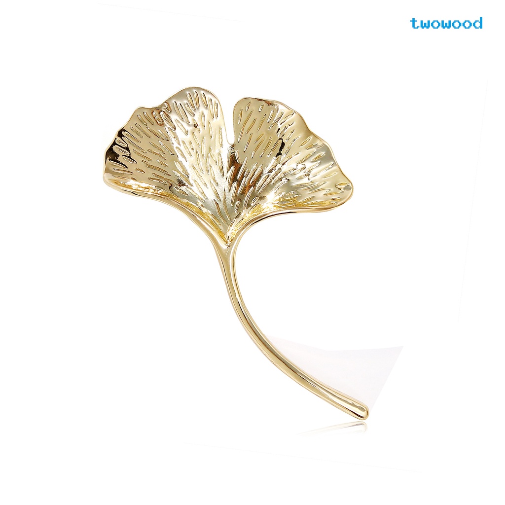 Twowood Brooch Jewelry Bros Daun Ginkgo