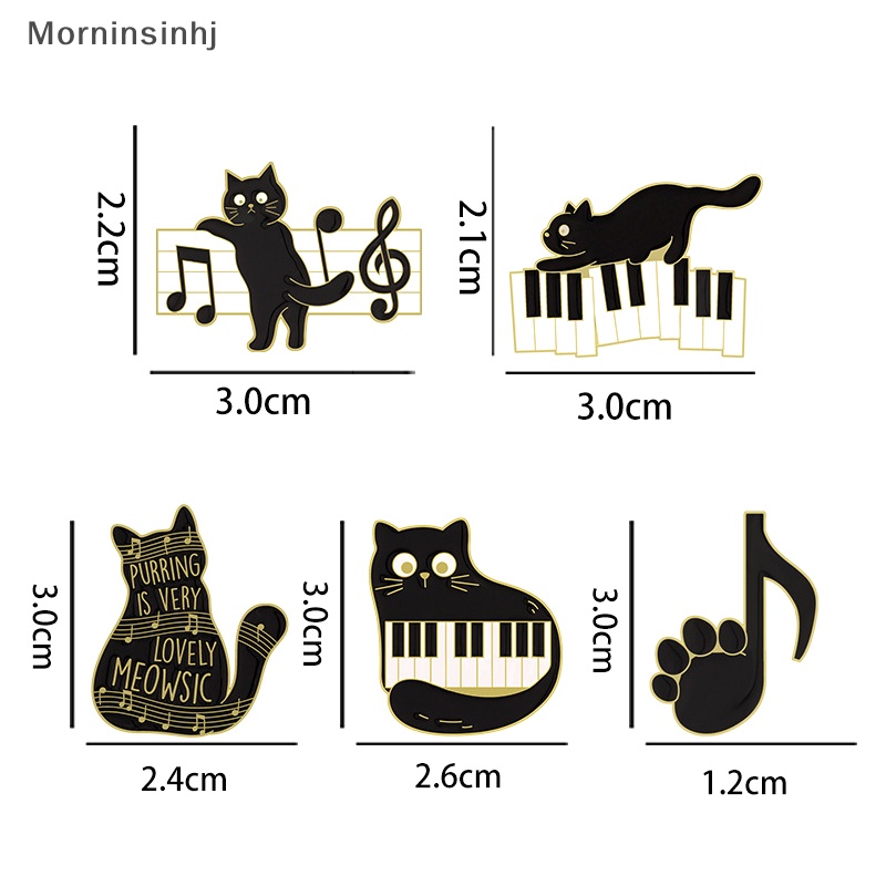 Mornin Piano Hitam Dan Putih Kunci Kucing Bros Enamel Pin Kitty Paw Black Cat Brooch Lapel Badge Fashion Kartun Hewan Dekorasi Medali Perhiasan id