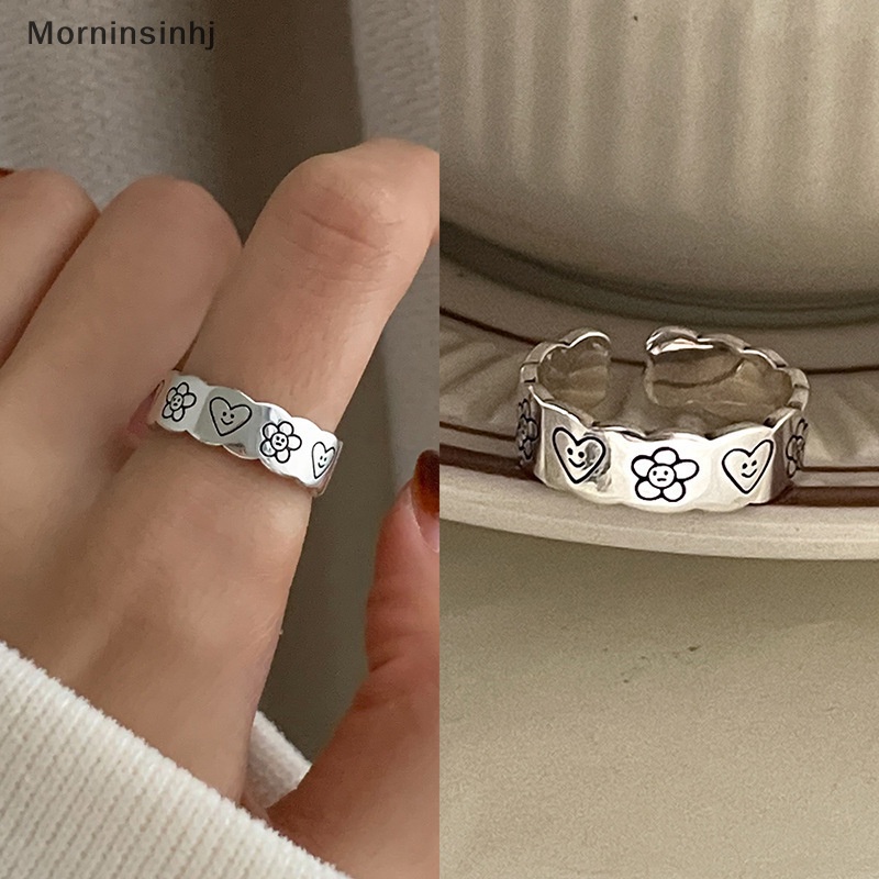 Mornin Cincin Bentuk Smile Keren Punk Warna Silver Untuk Wanita Fashion Jewelry Adjustable Open Vintage Ring Untuk Pesta Hadiah Ulang Tahun id