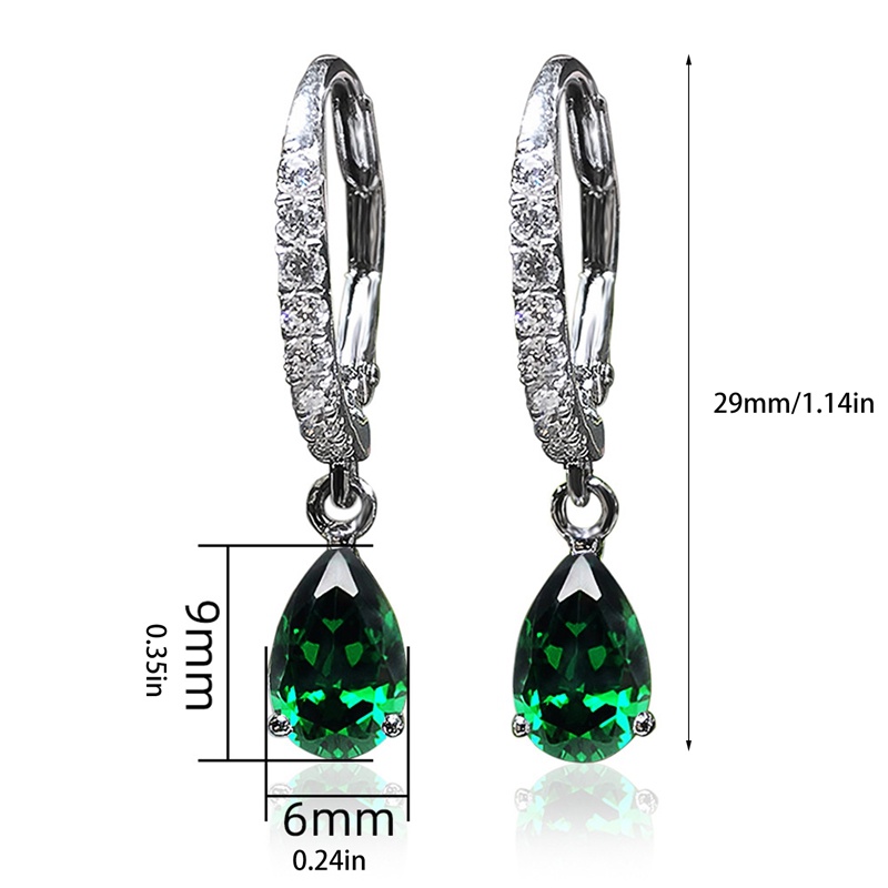 Mewah Warna Perak Bridal Wedding Drop Earring Mempesona Bulat Cubic Zirconia Elegan Aksesoris Statement Menjuntai Earrings Untuk Wanita