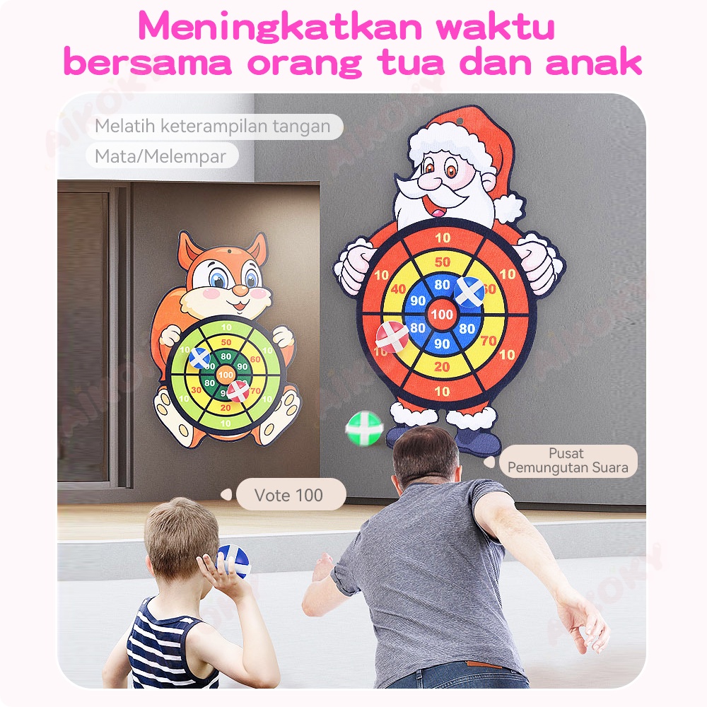 Aikoky Mainan Lempar Bola Dinding Dart Board Anak