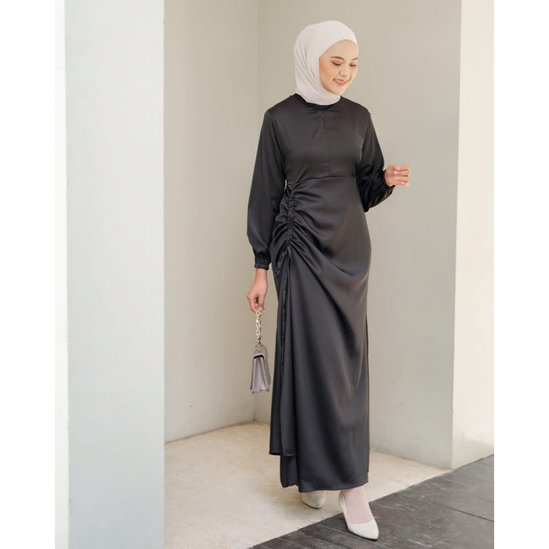 Savana dress / Dress maxmara lux / Dress pesta kondangan XL / Gamis pesta polos satin maxmara lux / 