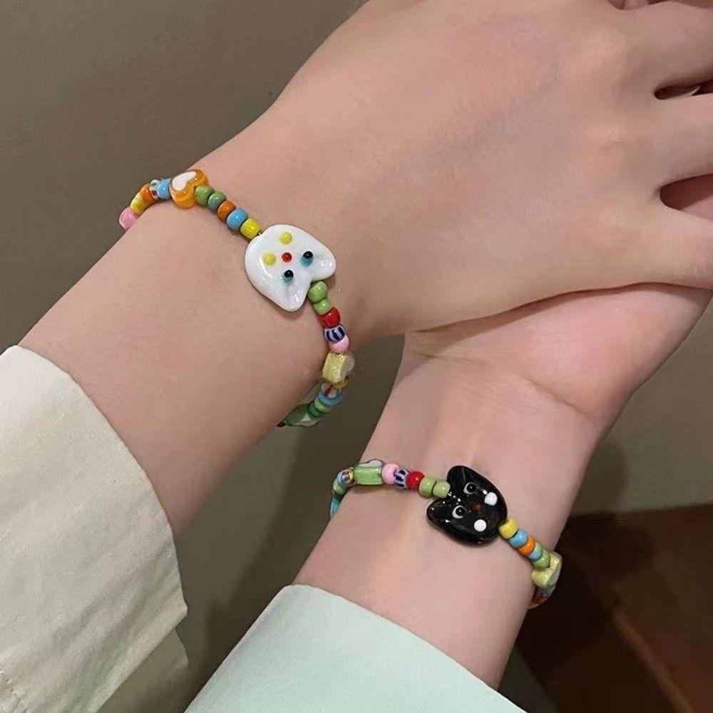 Mxbeauty Kalung Dopamin Childlike Fashion Jewelry Kitten Bracelet Heart Candy Color Animal Cat Bracelet Untuk Hadiah Ulang Tahun