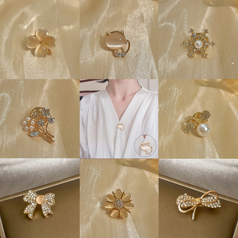 [New] Mini Tombol Tipe Mutiara Bros Jilbab Pin Syal Ring Shawl Bros Gesper Wanita Musim Panas Korsase Gesper Pin Aksesoris Pakaian Kerah Kancing Hias